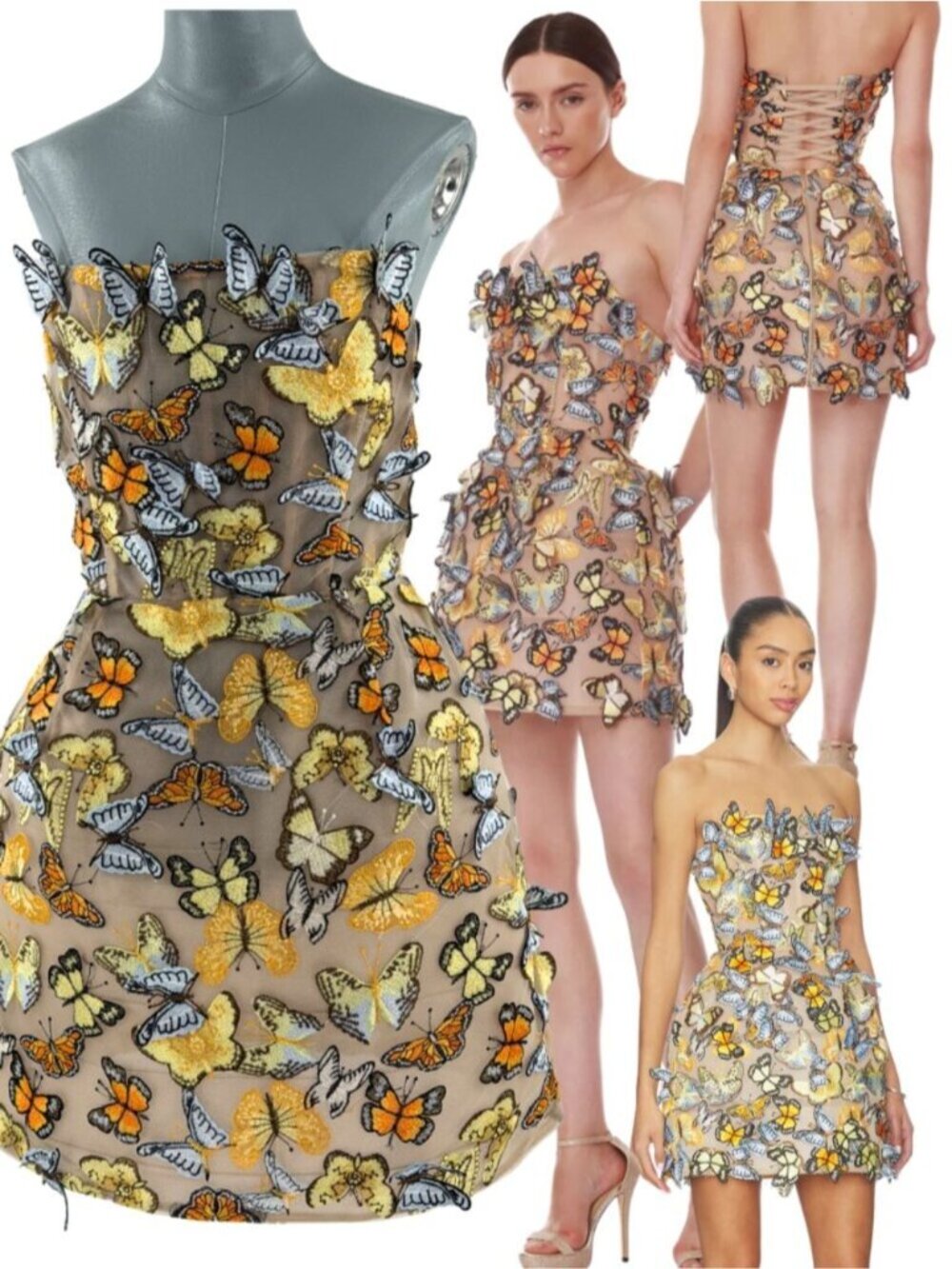 🆕 BRONX & BANCO 🧿 NWOT Bella Butterfly Maraya Strapless Mini Dress, Sz XL US10